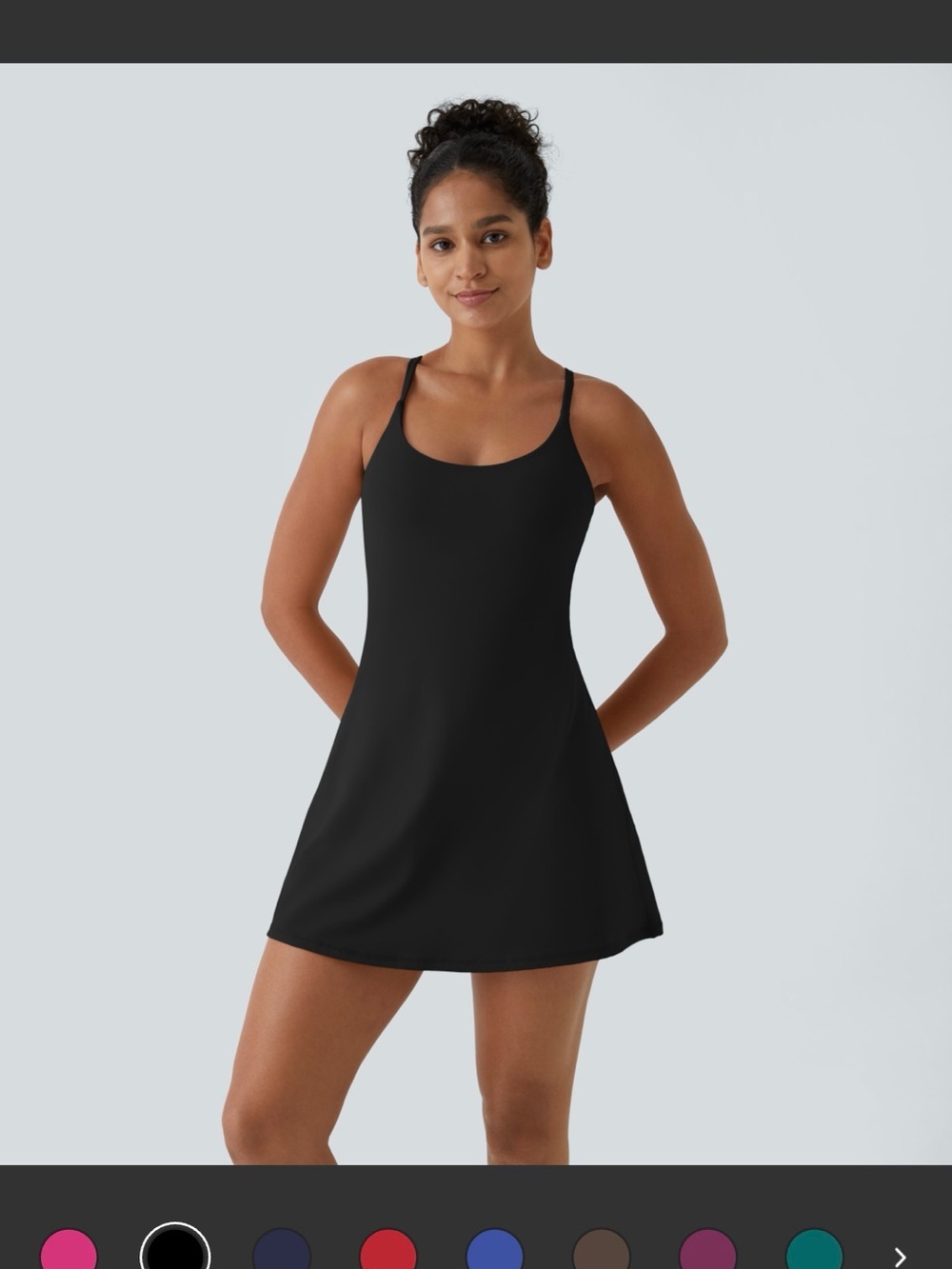 Halara Easy Peezy 2-in-1 Tennis Dress Built In Bra Pockets Black L NWOT
